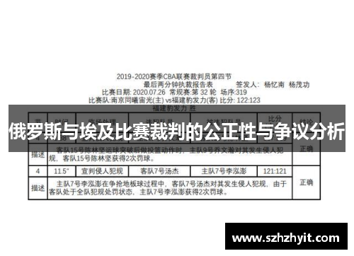 俄罗斯与埃及比赛裁判的公正性与争议分析